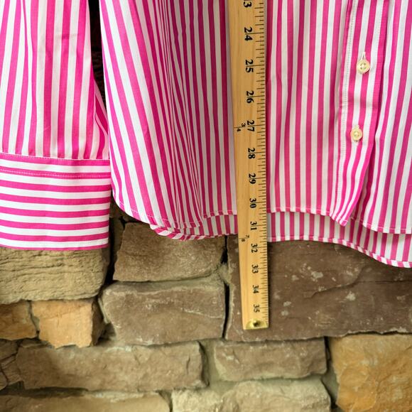 NEW THE SHIRT Rochelle Behrens THE BOYFRIEND XL Button Up Striped Pink White - Picture 12 of 12